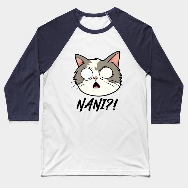 Nani?! Funny Anime Cat Baseball T-Shirt by Nessanya